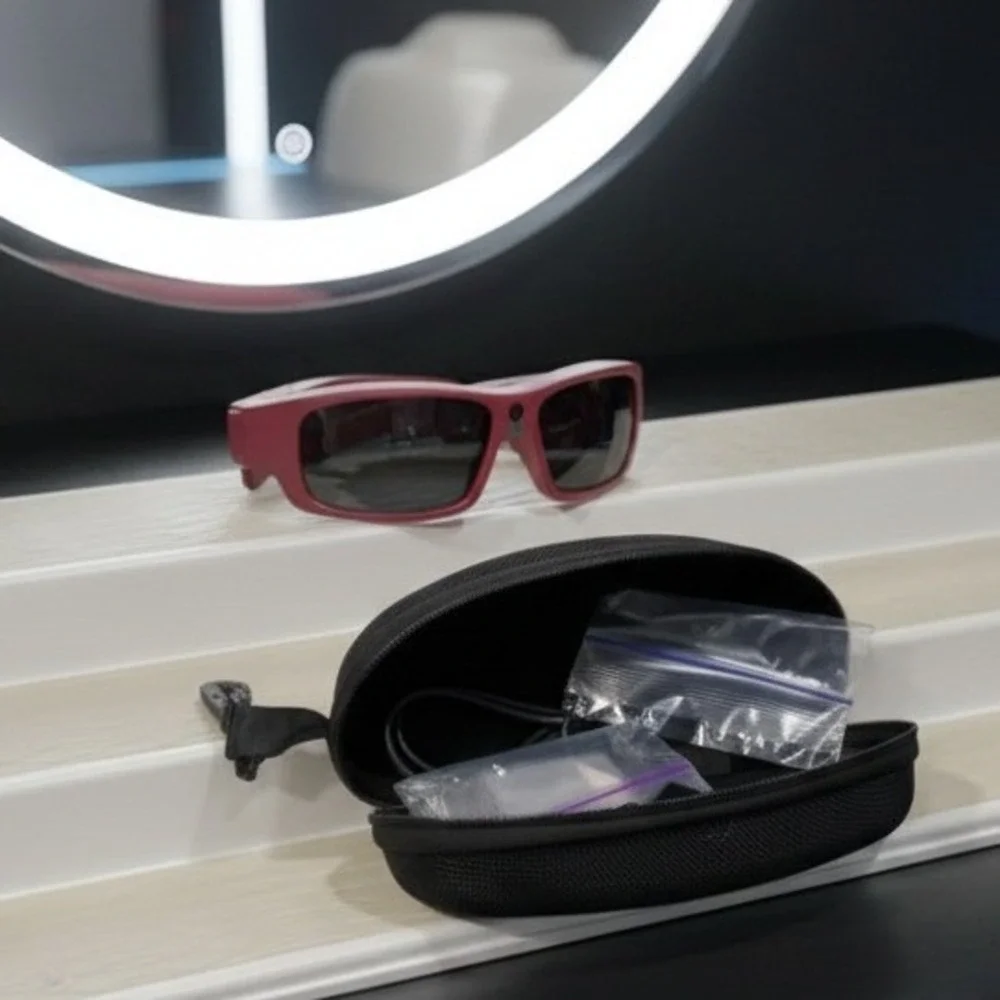 Vantrue Video Recording Smart Sunglasses Pink Matte‎ Frame with Case and Cable